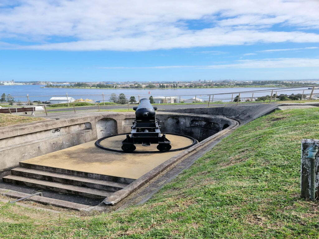 80 Pound muzzle Loading cannon over looking the harbour Fort Scratchley