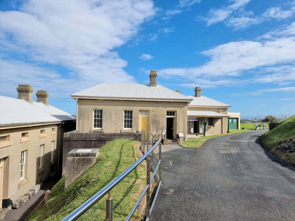 The fort's buildings on the upper level Fort Scratchley