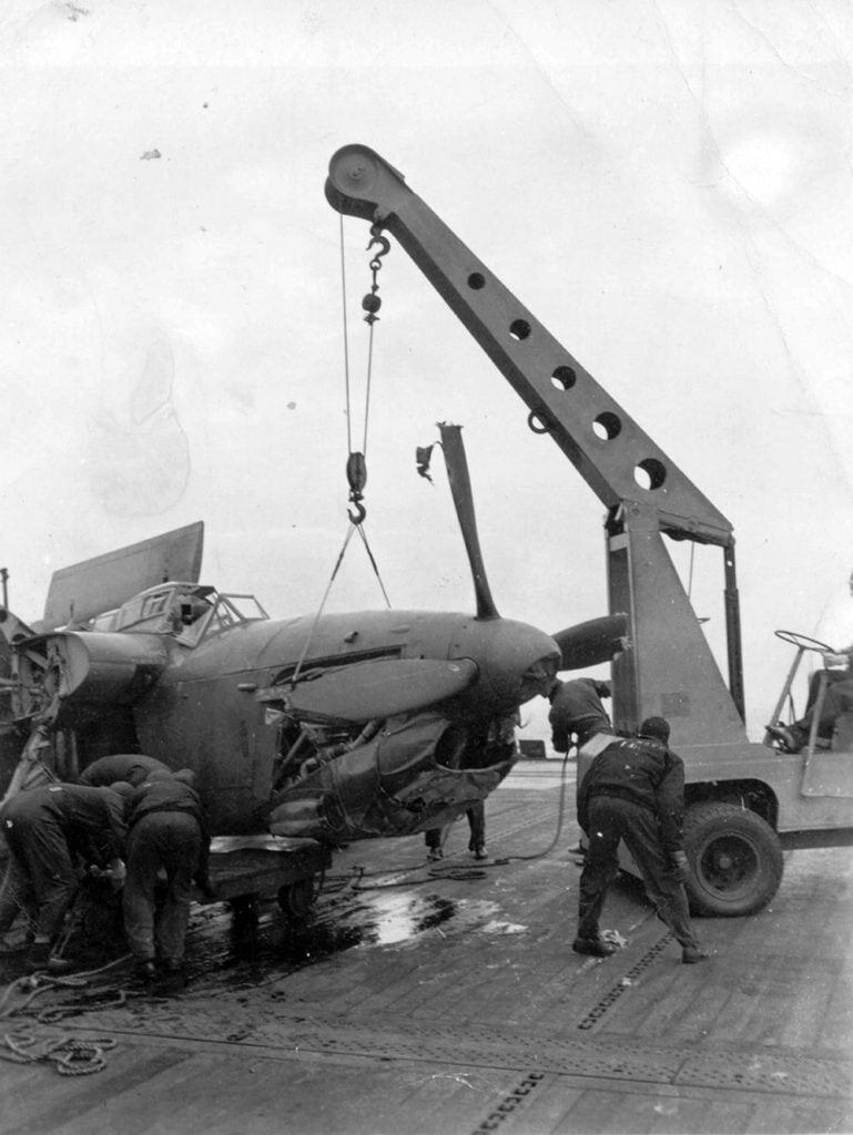 Fairey Barracuda, August 1944, when HMS Rajah was operating as a deck landing training carrier