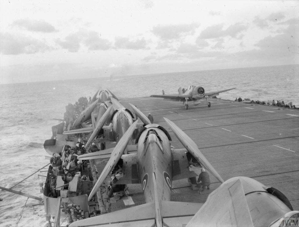 800 and 804 NAS Grumman Hellcats aboard HMS Emperor off Norway 3rd April 1944