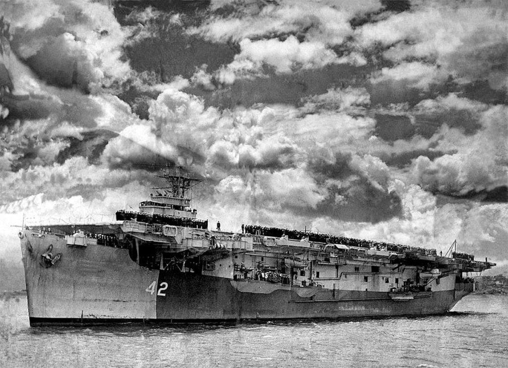 HMS Empress entering Wellington Harbour in November 1945 returning New Zealanders back to their home