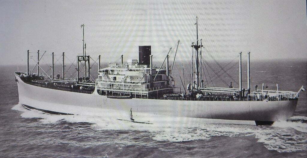 The Dutch-flagged SS Drente, ex-HMS Rajah