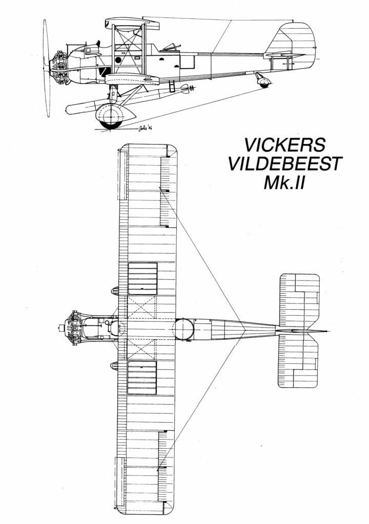 Vickers Vildebeest Mk.II Line Drawing