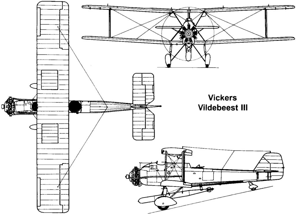 Vickers Vildebeest Mk.III Line Drawing