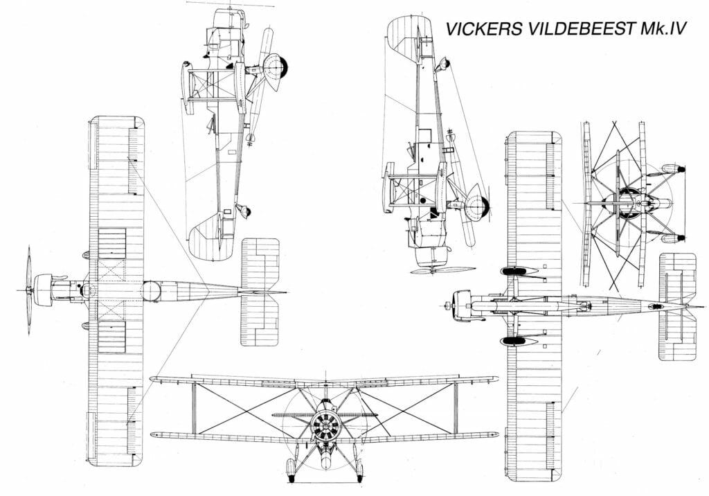 Vickers Vildebeest Mk.IV Line Drawing