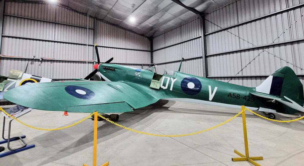 Replica Supermarine Spitfire LF.VIII A58-429 QY-V flown by Squadron Leader Jou Spence