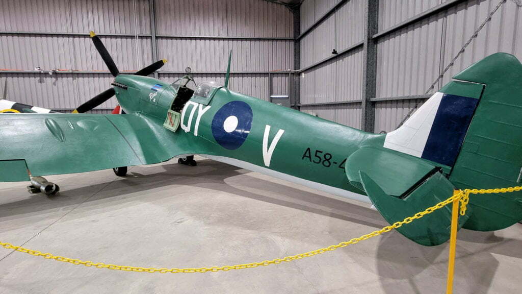 Replica Supermarine Spitfire LF.VIII A58-429 QY-V flown by Squadron Leader Jou Spence