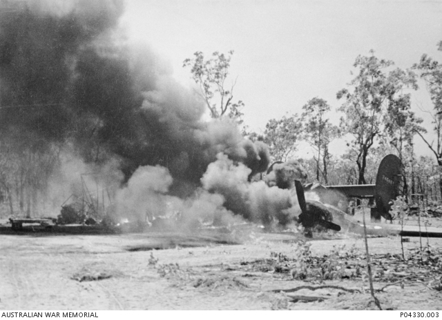 Consolidated B-24 Liberator on fire