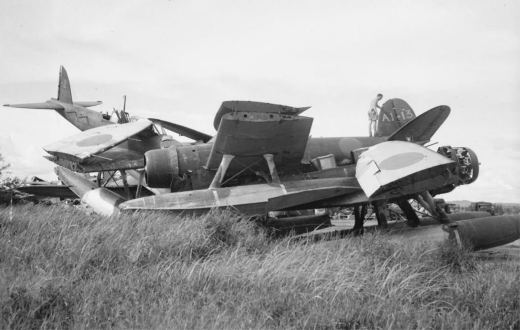 Aichi E13A floatplanes at Seletar airfield 1945