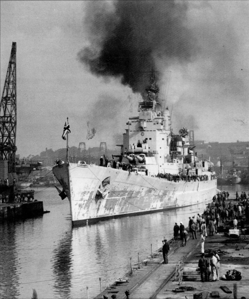 HMS Vanguard Entering Dry Dock after trials 17 July 1946