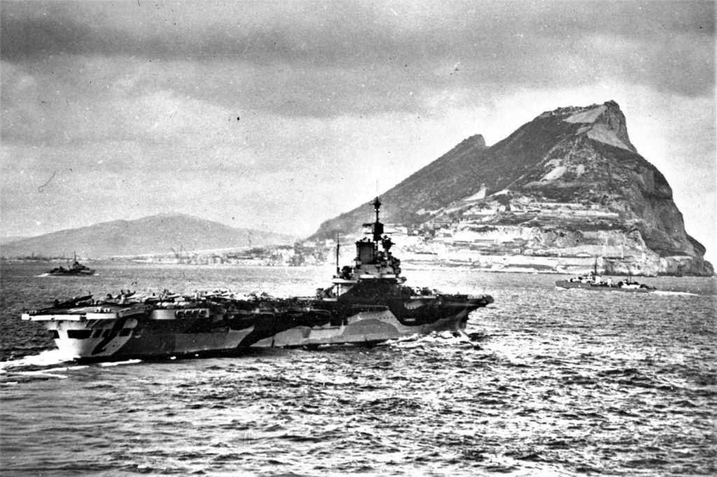 HMS Formidable approaching Gibraltar January 1944