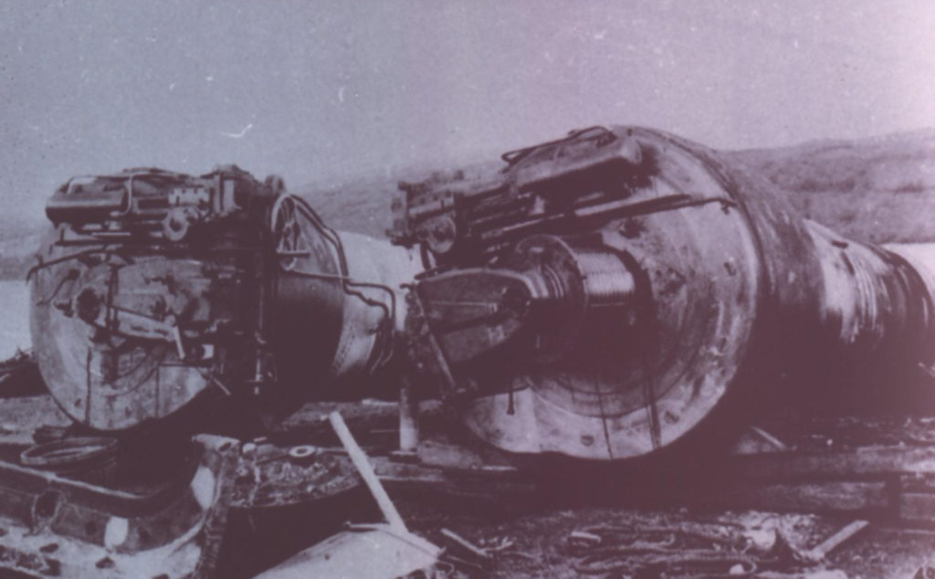 HMS Vanguard with her 15" guns removed during scrapping at Faslane