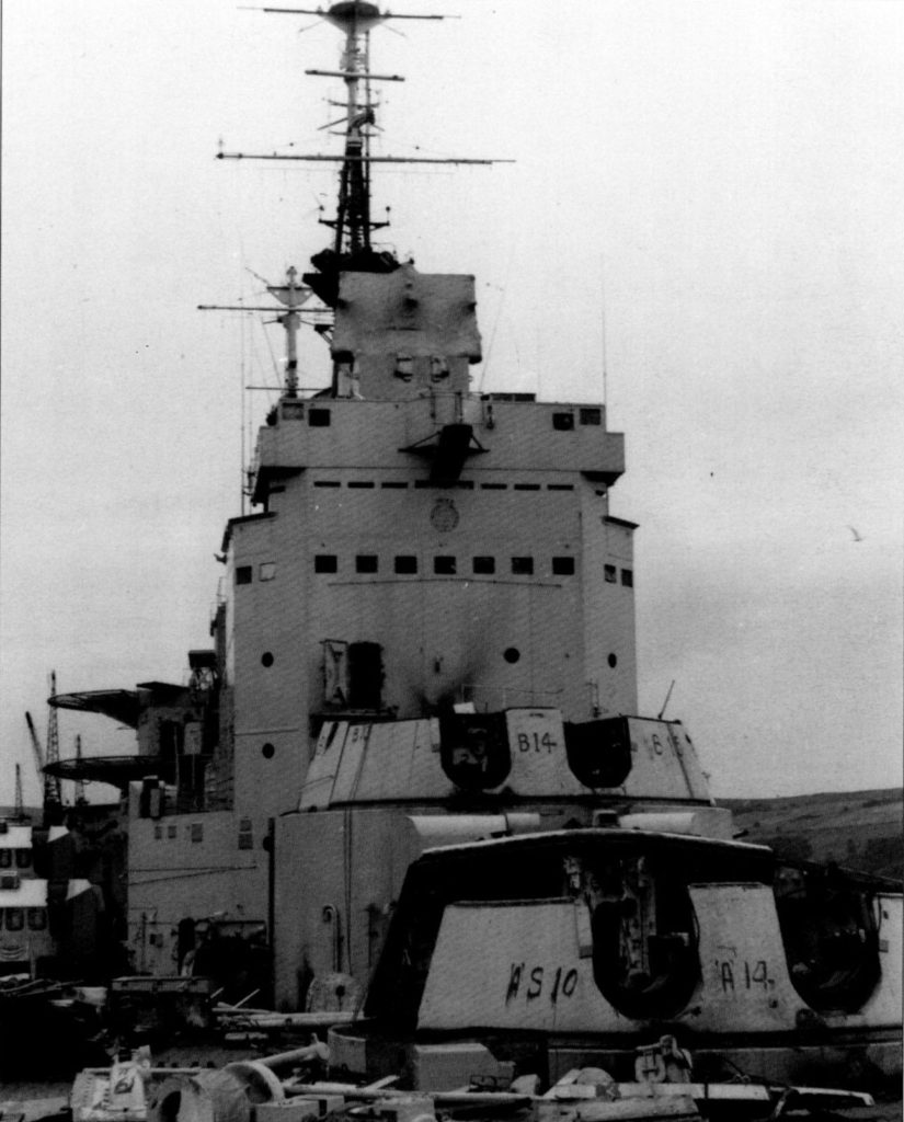 HMS Vanguard with her 15" guns removed