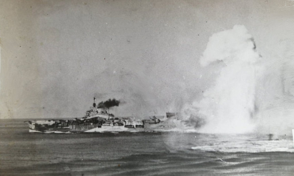 A near miss on HMS Indomitable