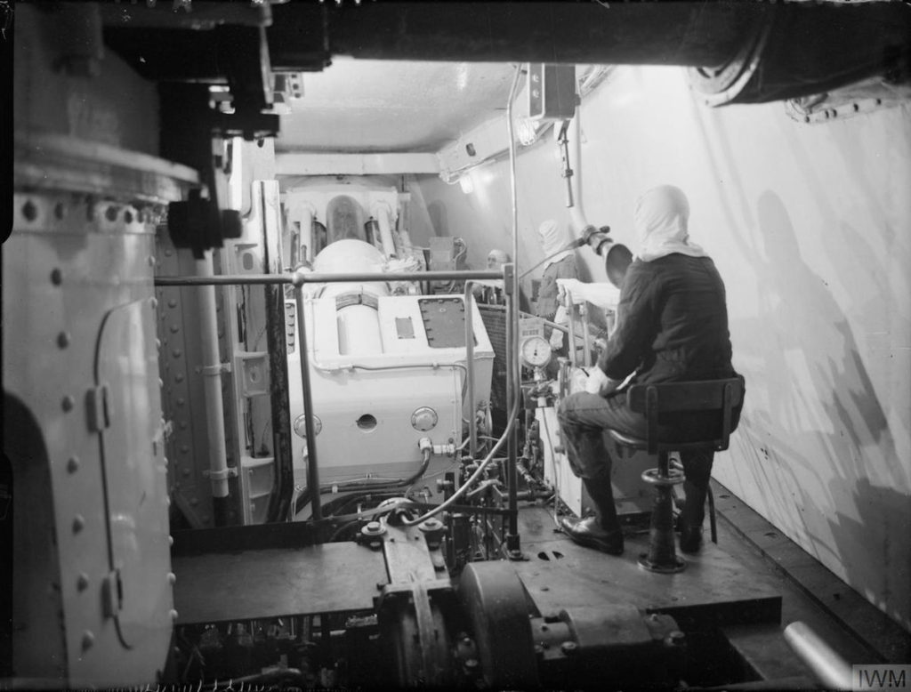 Inside a 14-inch turret on the battleship HMS King George V