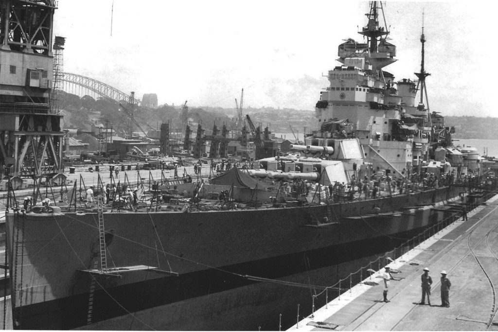 HMS King George V in the Captain Cook Dock Sydney October 1945