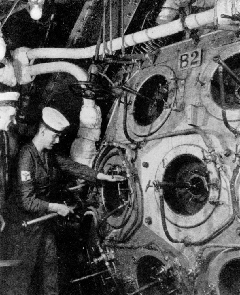 Oil Sprayers in the Boiler Room of HMS Vanguard