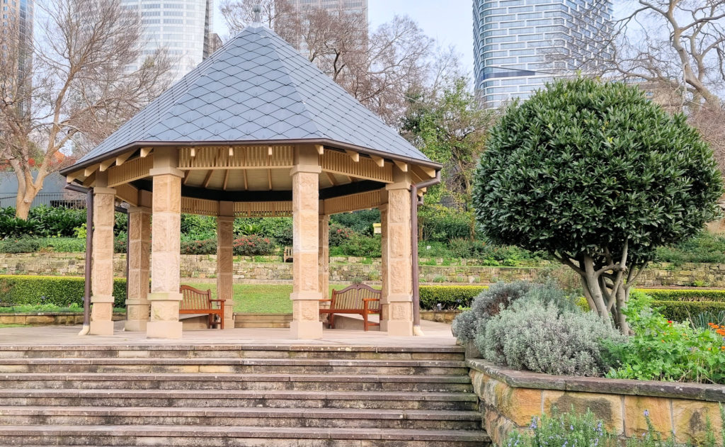 Sandstone Pavilion above the Herb Garden