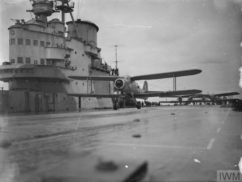 Fairey Albacore of 820 NAS taking off from HMS Victorious while on Russian convoy duty. Early March 1942