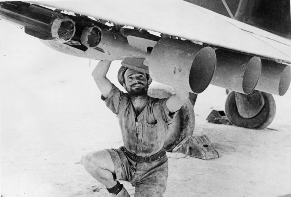 Bombs being loaded on a Fairey Albacore