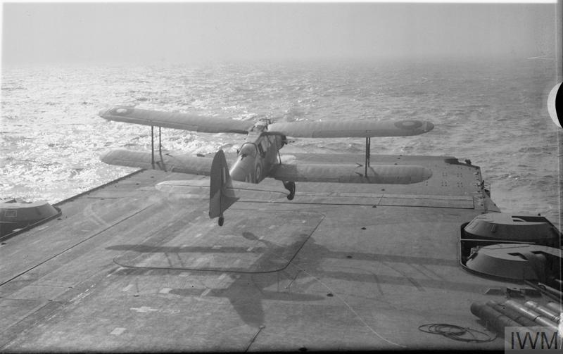 Fairey Albacore of 820 NAS taking off from HMS Victorious while on Russian convoy duty