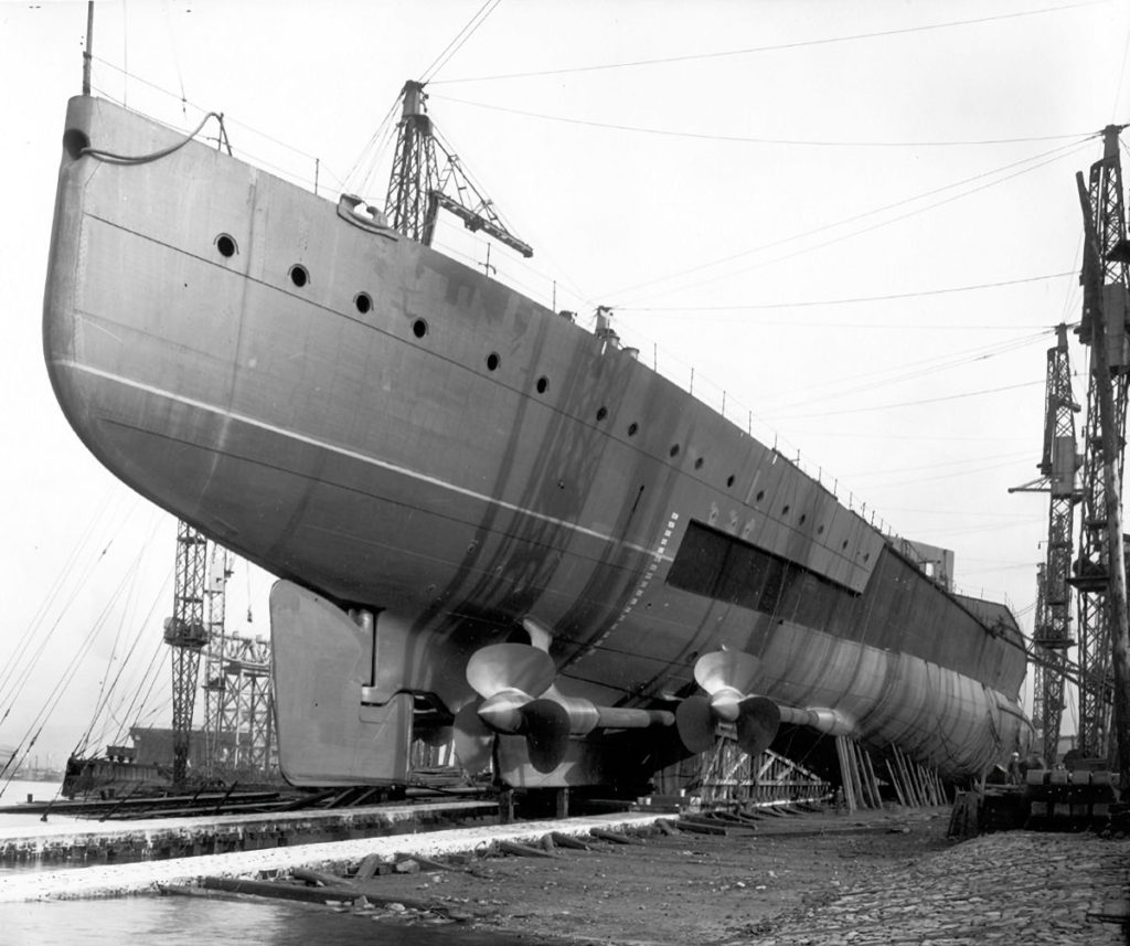 HMS Hood Aft Section Showing Screws and the Area Where the Armour Belt will be Fitted