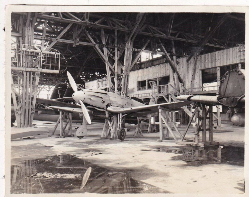 Heinkel He 112 in Japanese colors discovered by American troops in a hangar in Japan in 1945