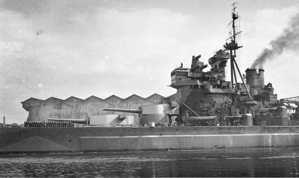 Superstructure of HMS Duke of York, newly completed in 1941