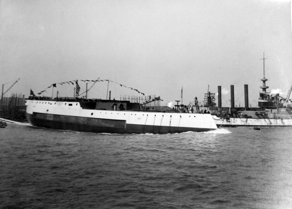 USS Iowa (BB-4)being launched at Cramp Shipbuilding in Philadelphia, 28 March 1896