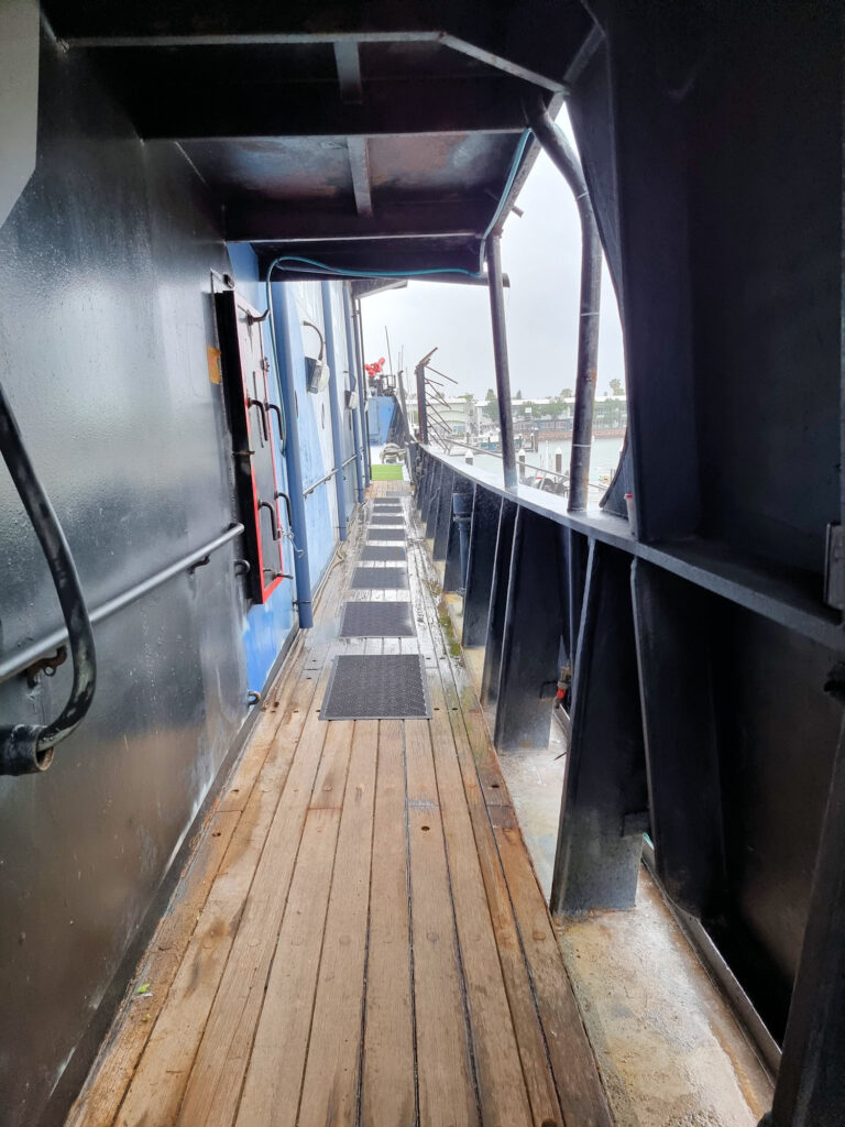 Covered walkway around the ship