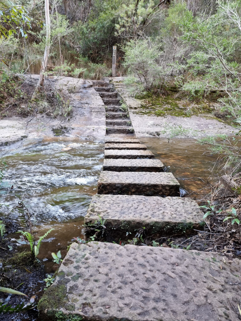 Stepping Stones and Steps Cut into Rock on Greaves Creek Grand Canyon Walking Track