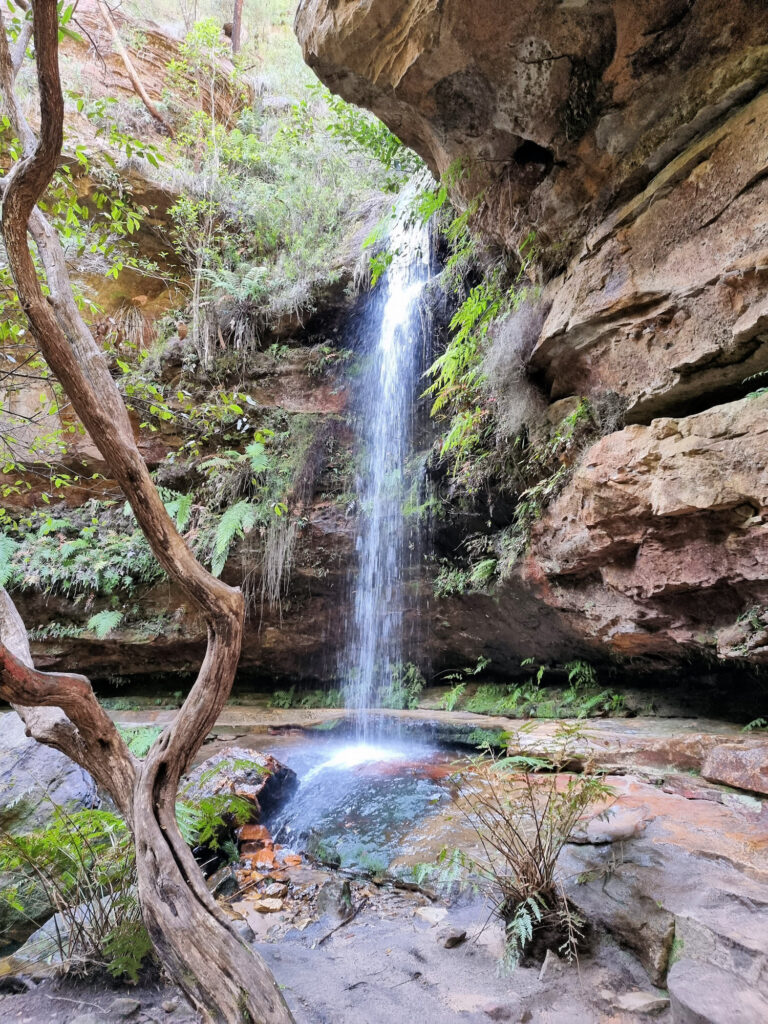 A Small Waterfall Over the Grand Canyon Walking Track. Hikers have to go Behind it.