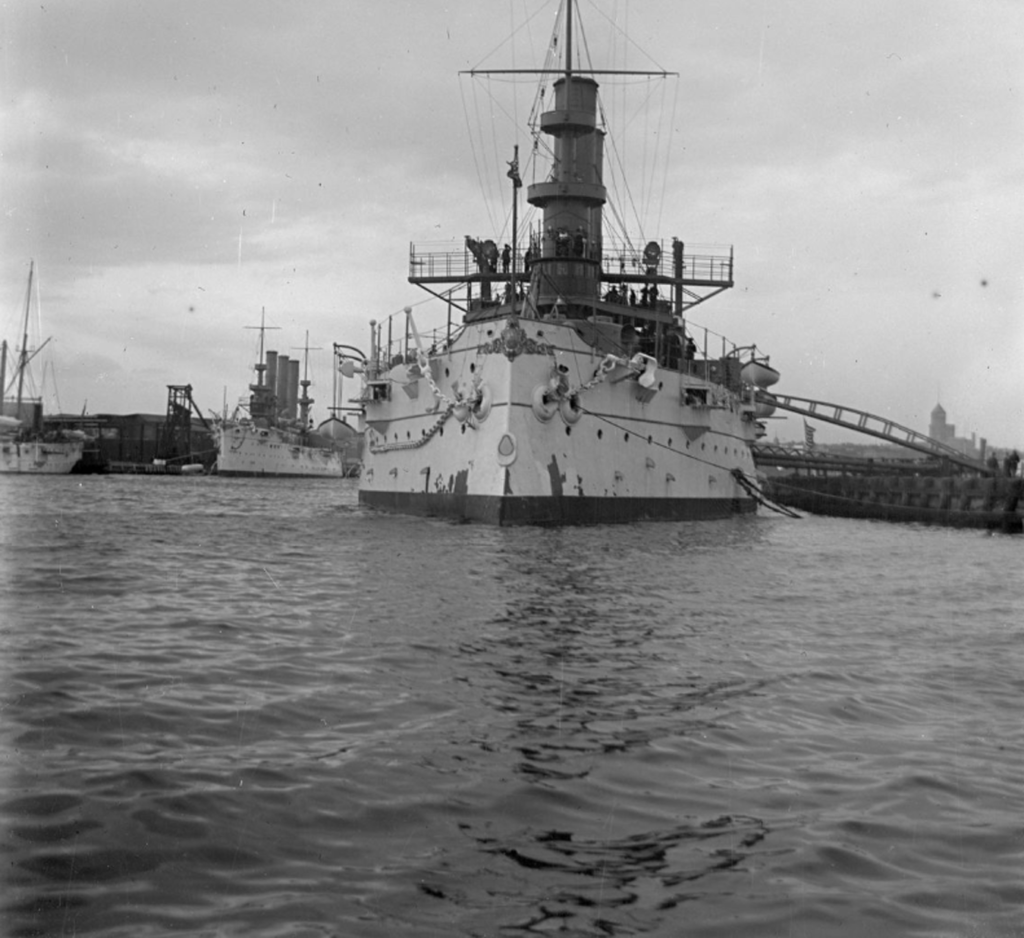 Bow view of USS Iowa (BB-4)