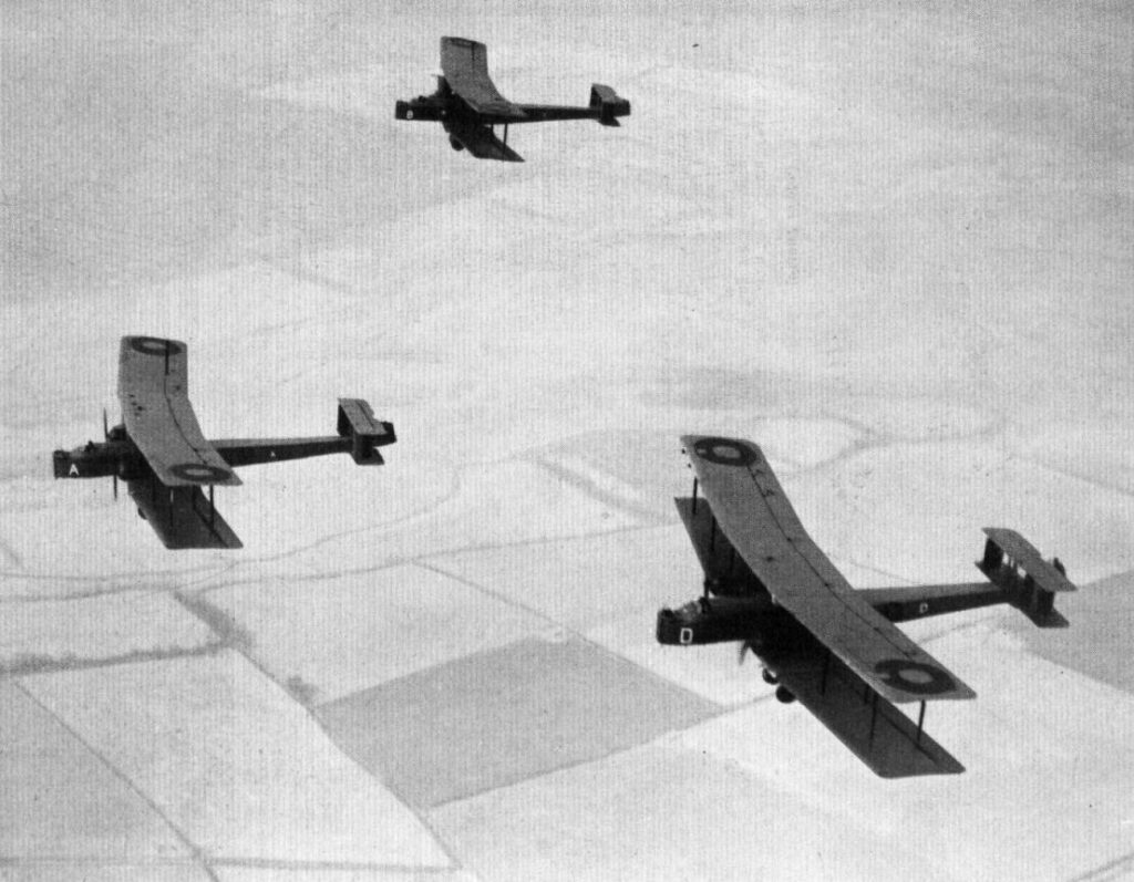 Three Vickers Virginias of No.7 (Bomber) Squadron in formation