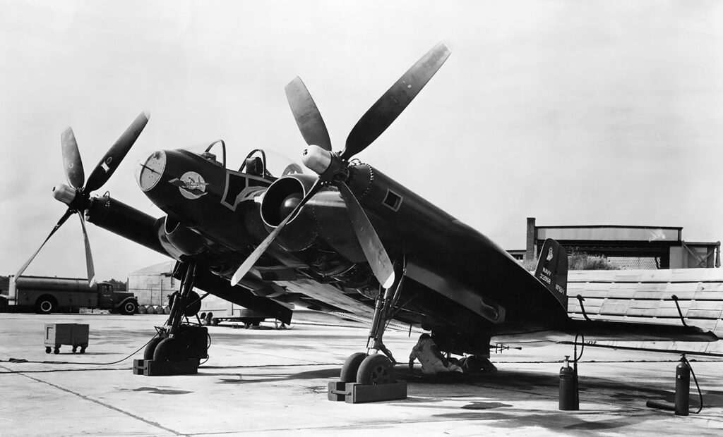 Vought XF5U with F4U-4 propellers