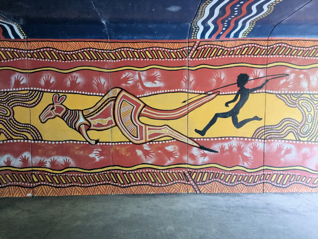 Indigenous art work on the Flat Rock Drive underpass