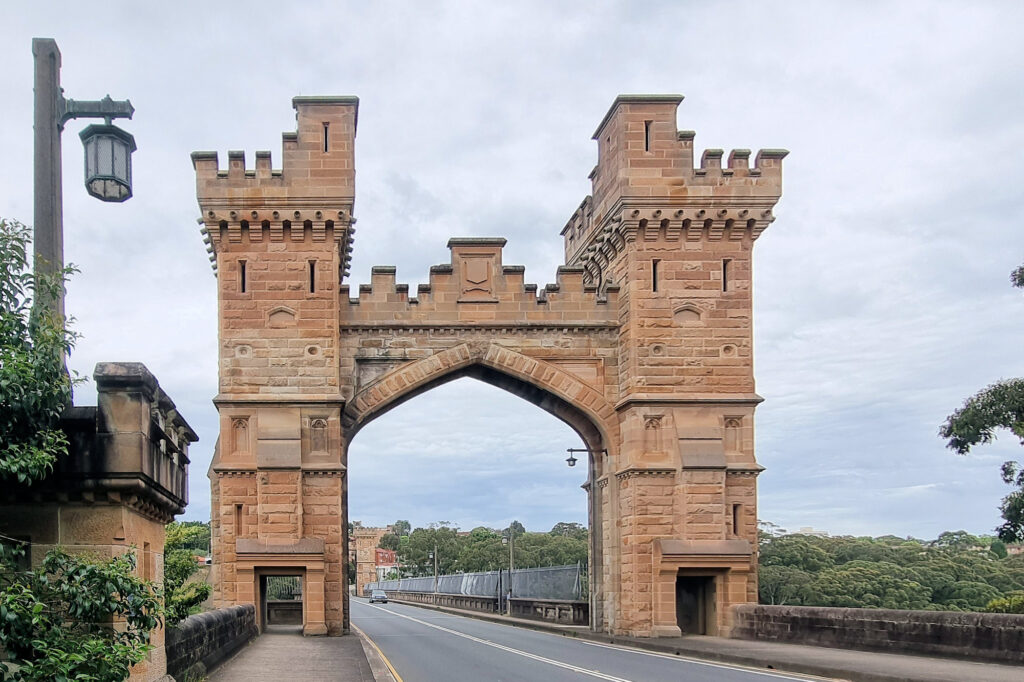 The crenellated turreted towers