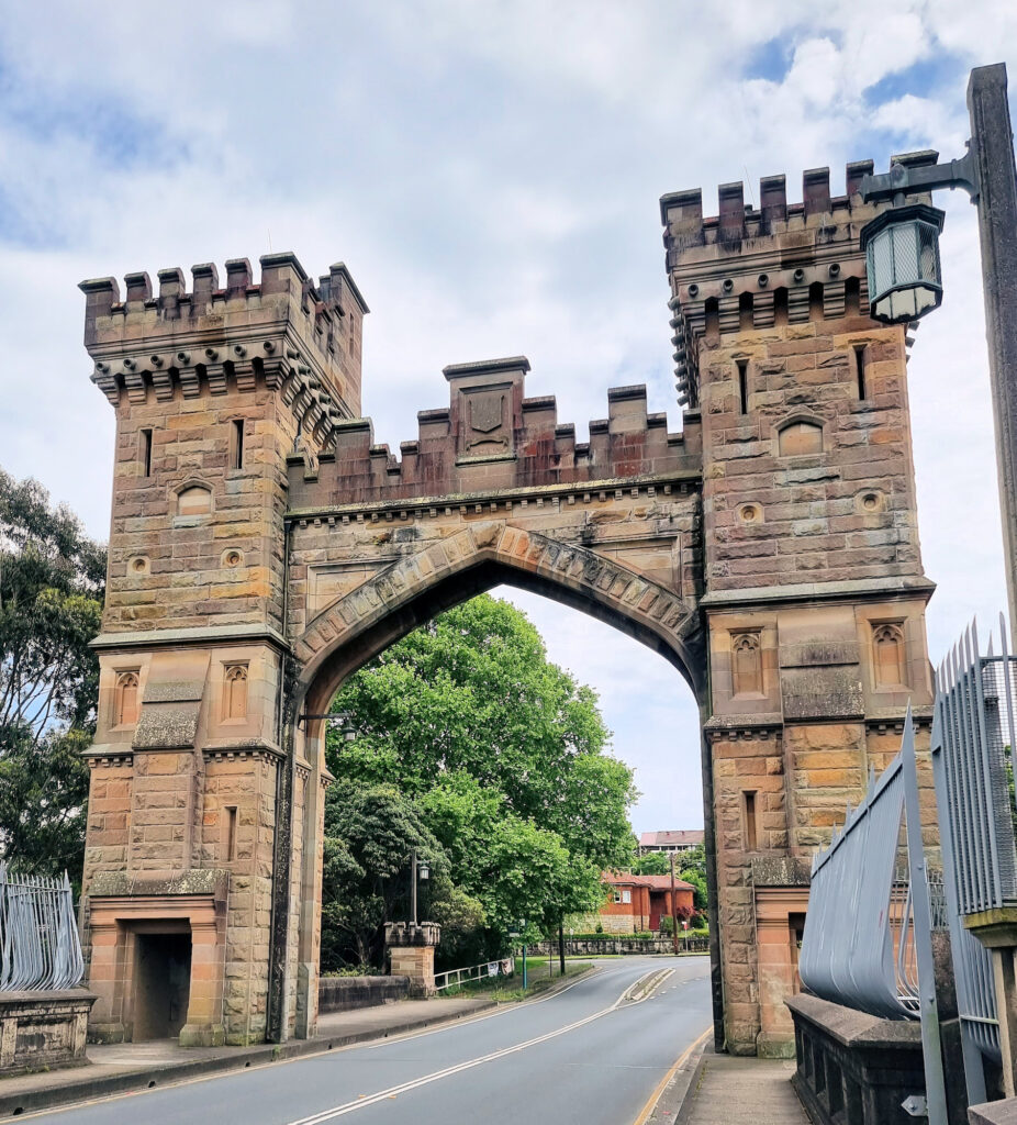 The crenellated turreted towers