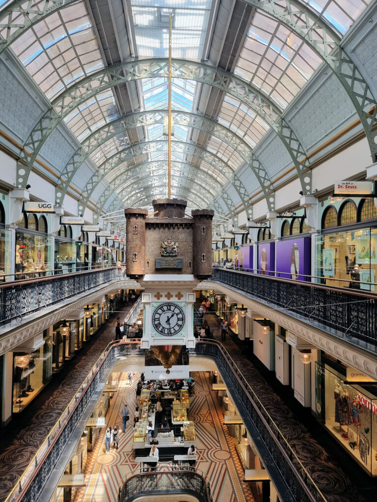 The Queen Victoria Building clock from the upper level