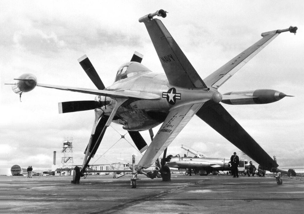 Lockheed XFV-1 Salmon on temporary landing gear