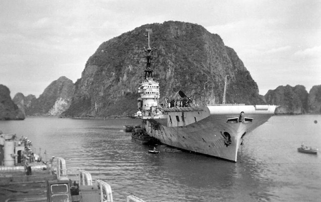 Arromanches replenishing ammunition in Halong bay during the Battle for Dien Bien Phu in 1954