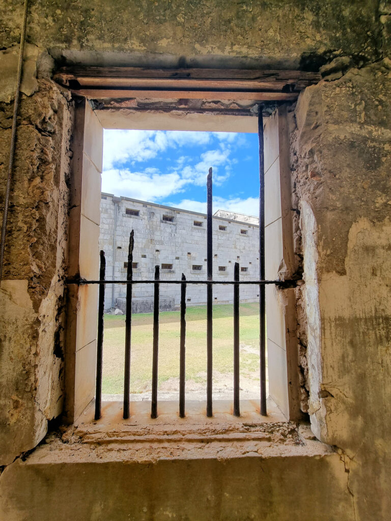 Rusted barred window