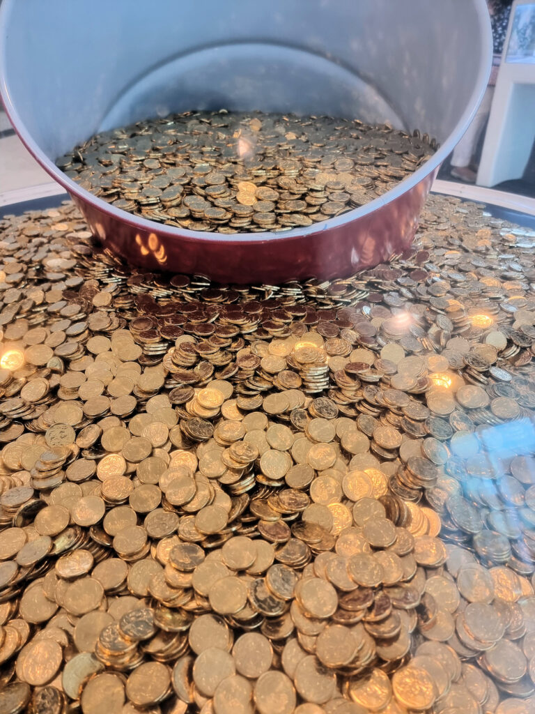 A bucket of $1 coins