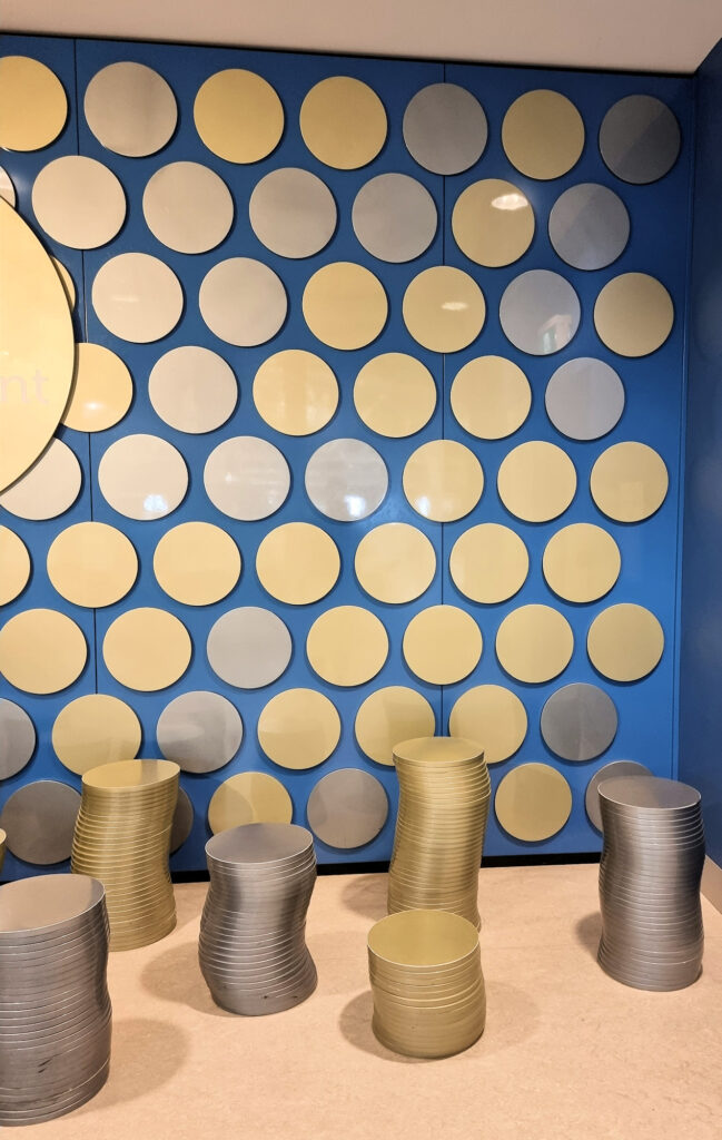 Stools made of giant coins