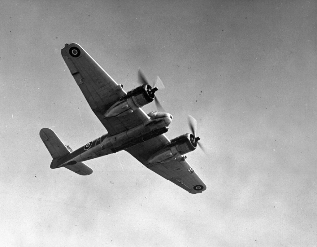 A No. 489 Squadron Bristol Beaufighter armed with a torpedo