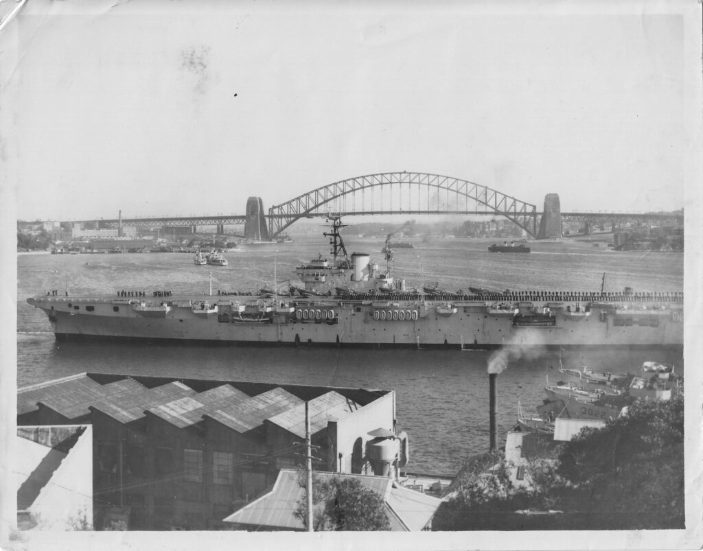 HMS Glory (R62) in Sydney in Sydney Harbour 1947