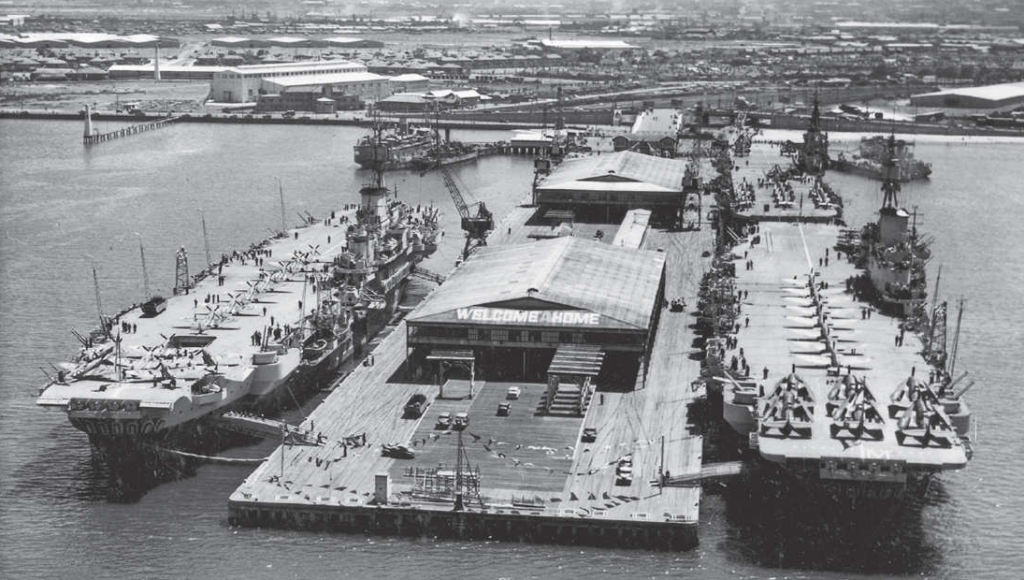 HMS Implacable, HMS Indefatigable and HMS Glory at Princes Pier Melbourne, Australia, January 1946