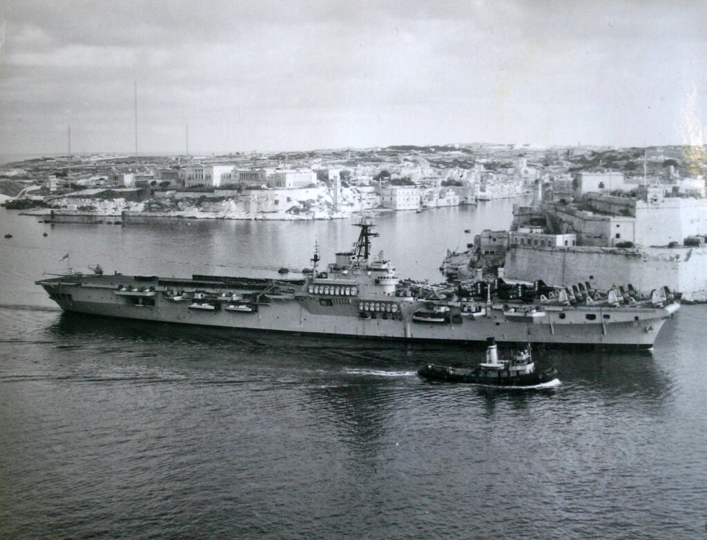 HMS Glory in The Grand Harbour Malta 1954