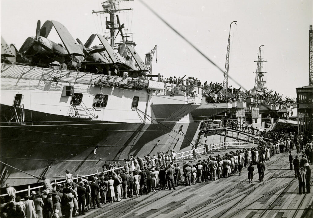 HMS Glory (R62) with Vought Corsair IV's of 1831 Squadron on deck