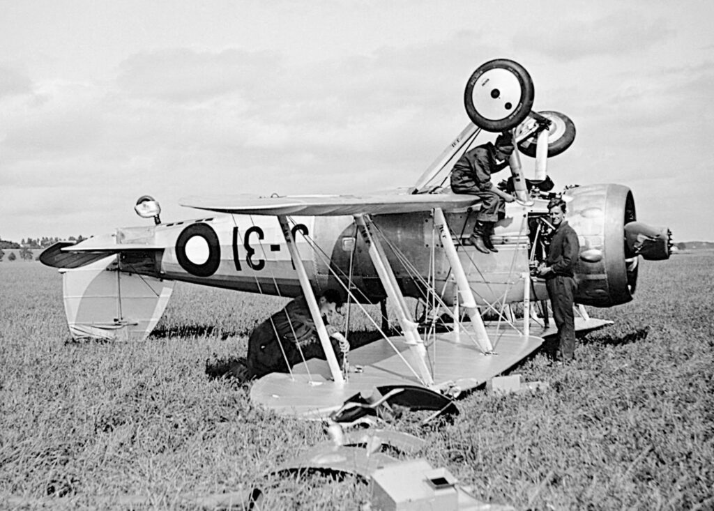 Crashed Danish Gloster Gauntlet J-31